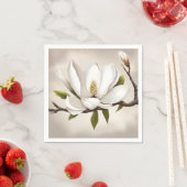Botanisches Weißes Magnolia Serviette (Beispiel)