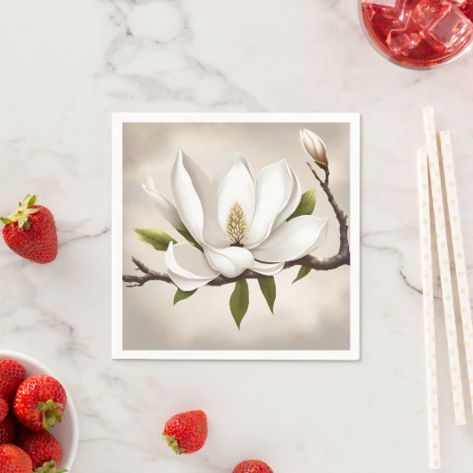 Botanisches Weißes Magnolia Serviette (Beispiel)