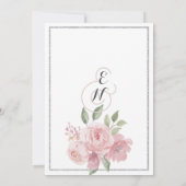 Botanisches weißes rosa grünes Blumenthema Hochzei Einladung (Rückseite)