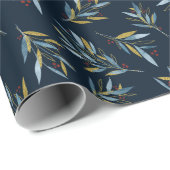 Botanisches Wiederholmuster aus Twigs mit Gold Geschenkpapier (Rolleneckpunkt)