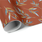 Botanisches Wiederholmuster aus Twigs mit Gold Geschenkpapier (Rolleneckpunkt)