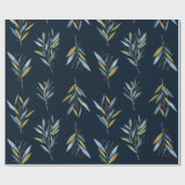 Botanisches Wiederholmuster aus Twigs mit Gold Geschenkpapier (Flach)