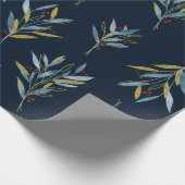 Botanisches Wiederholmuster aus Twigs mit Gold Geschenkpapier (Ecke)