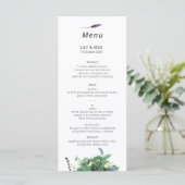 Botanisches Wildblumen-Hochzeitsmenü Menükarte (Stehend Vorderseite)