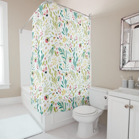 Botanisches Wildblumen-Muster Duschvorhang (Beispiel)