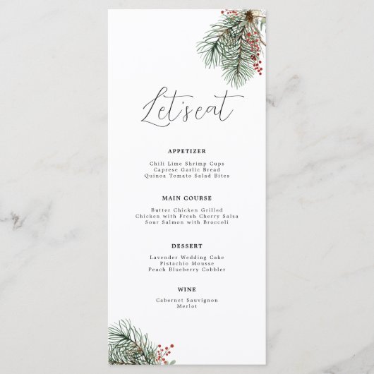 Botanisches Wintermenü Menükarte (Vorderseite)