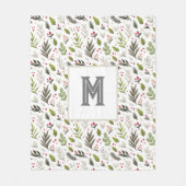 Botanisches Wintermuster, Monogramm Fleecedecke (Vorderseite)