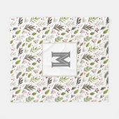 Botanisches Wintermuster, Monogramm Fleecedecke (Vorderseite (Horizontal))
