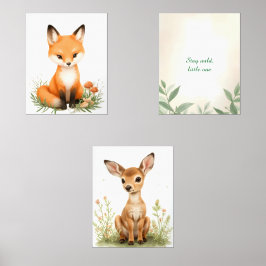 Botanisches Woodland Baby Animal Kinderzimmer Zimm Bilderwand Sets