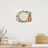 Botanisches Woodland Tiere Baby Sprinkle Empfang Poster (Küche)