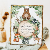 Botanisches Woodland Tiere Kinderdusche Willkommen Poster