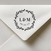 Botanisches Wraath Monogramm Hochzeit Sichern Sie Gummistempel