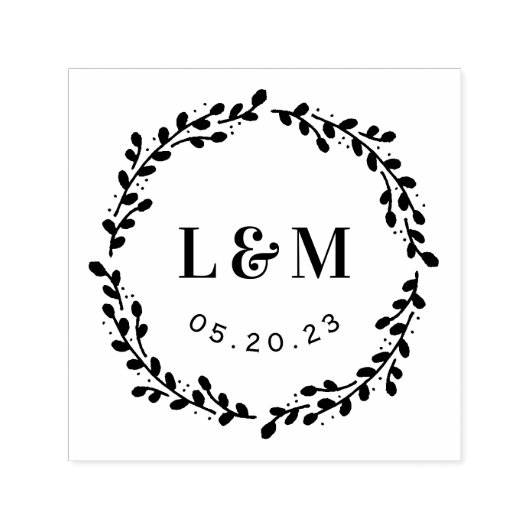 Botanisches Wraath Monogramm Hochzeit Sichern Sie  Permastempel (Design)