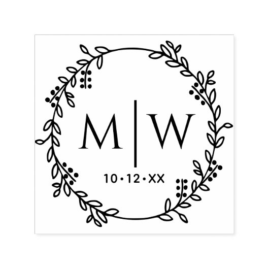 Botanisches Wraath-Two-Anfangs-Wedding-Monogramm Permastempel (Design)
