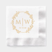 Botanisches Wraath-Two-Anfangs-Wedding-Monogramm Servietten Mit Folie (Vorderseite)