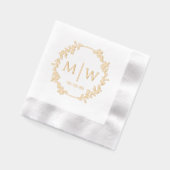 Botanisches Wraath-Two-Anfangs-Wedding-Monogramm Servietten Mit Folie (Links)