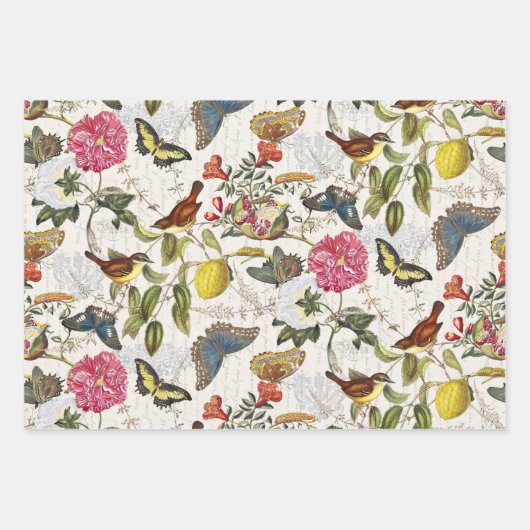 Botanisches Wrapping Paper Flat Sheet Set 3 Geschenkpapier Set (Vorderseite 3)