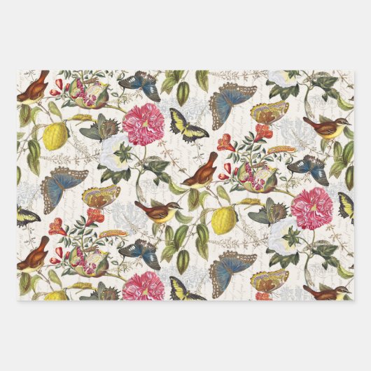 Botanisches Wrapping Paper Flat Sheet Set 3 Geschenkpapier Set (Vorderseite 2)