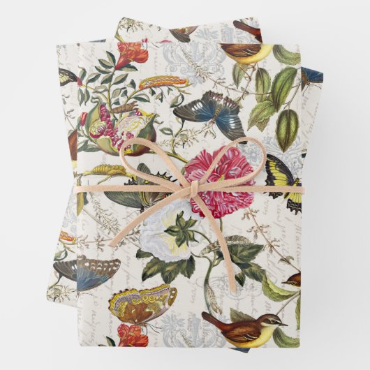 Botanisches Wrapping Paper Flat Sheet Set 3 Geschenkpapier Set (Beispiel)