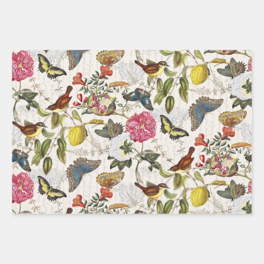 Botanisches Wrapping Paper Flat Sheet Set 3 Geschenkpapier Set (Vorderseite)