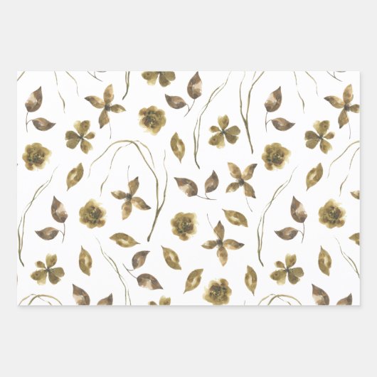 Botanisches Wrapping Paper Flat Sheet Set 3 Geschenkpapier Set (Vorderseite)