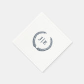 Botanisches Wreath Blue Classic Monogram Wedding Serviette (Ecke)