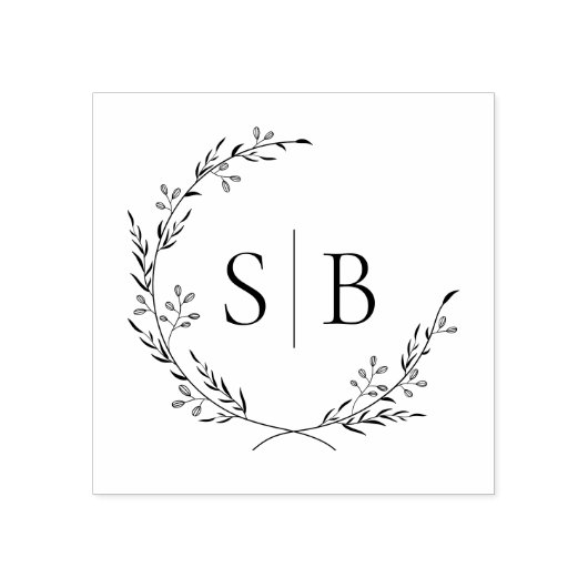 Botanisches Wreath Monogramm Gummistempel (Prägung)