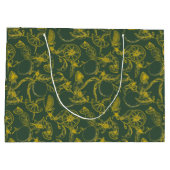 Botanisches Zitronenmuster auf Grün mit Etikett Große Geschenktüte (Rückseite)