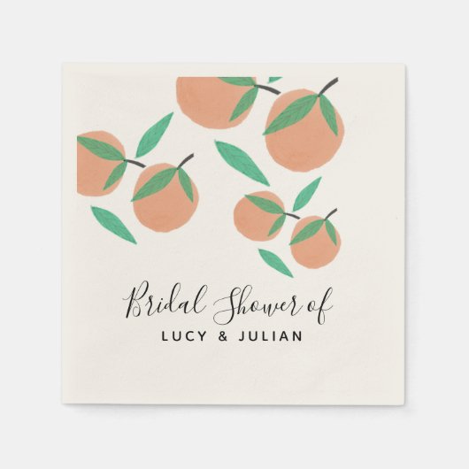 Botanisches Zitrusfrüchte-Brautparty aus handgezog Serviette (Vorderseite)