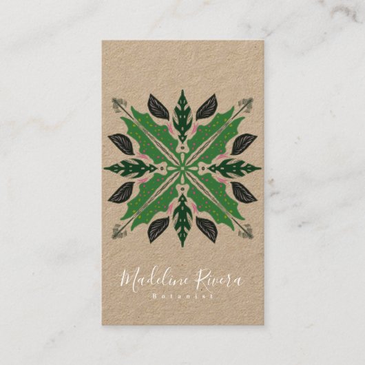 Botany Florist Greenery Mandala Designer Kraft Visitenkarte (Vorderseite)