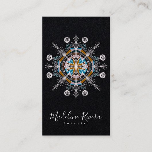 Botany Florist Yoga Boho Mandala Business Card Visitenkarte (Vorderseite)