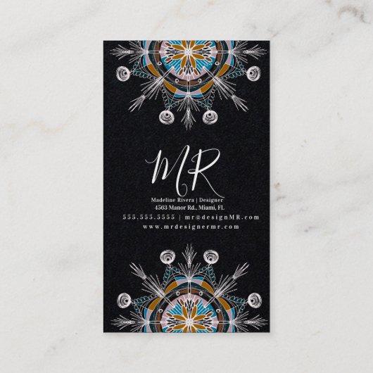 Botany Florist Yoga Boho Mandala Business Card Visitenkarte (Rückseite)
