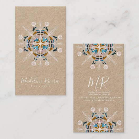Botany Florist Yoga Boho Mandala Kraft Visitenkarte (Vorne/Hinten)