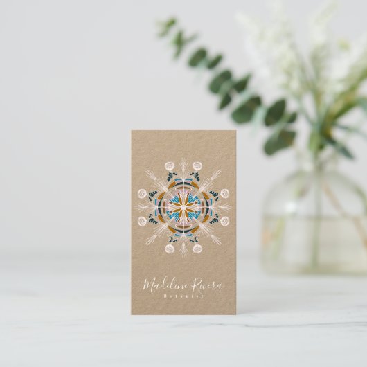 Botany Florist Yoga Boho Mandala Kraft Visitenkarte (Stehend Vorderseite)