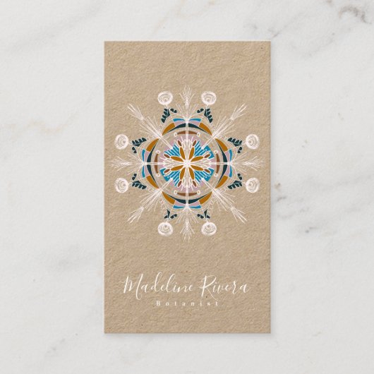 Botany Florist Yoga Boho Mandala Kraft Visitenkarte (Vorderseite)