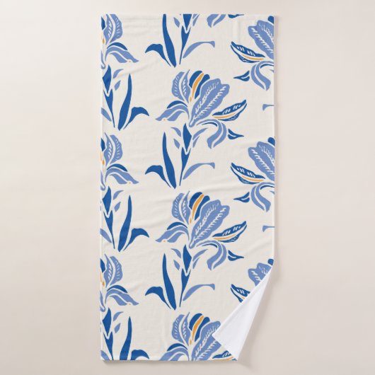 Botany Geometric Baroque Iris Blume Muster. Seam Badehandtuch (Badehandtuch)