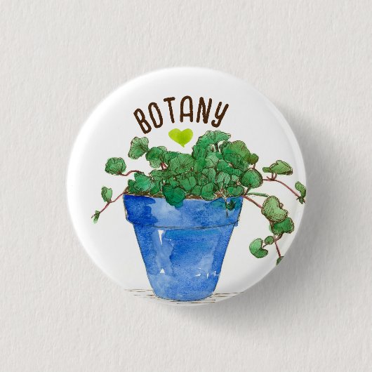 Botany Liebe Gotu Kola Herb Topted Pflanze Blau Button (Vorderseite)