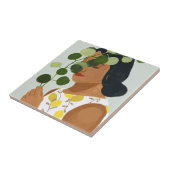 Botany Portrait - Frau mit Grün Fliese (Seite)