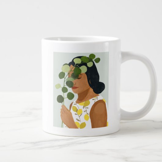 Botany Portrait - Frau mit Grün Jumbo-Tasse (Rechts)