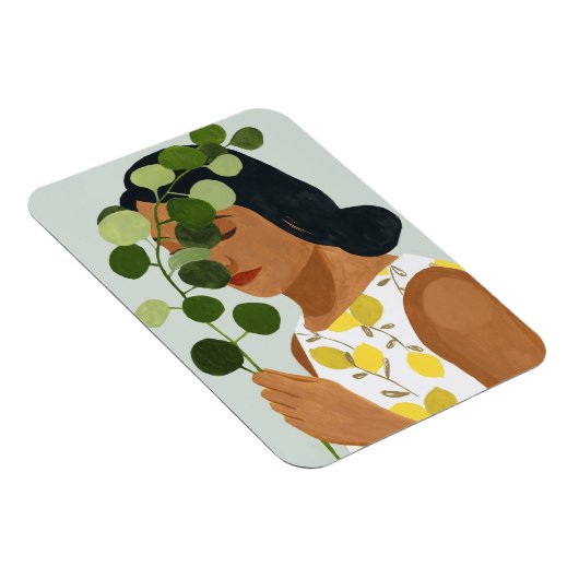 Botany Portrait - Frau mit Grün Magnet (Rechte Seite)