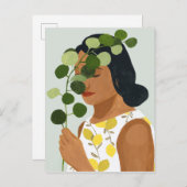 Botany Portrait - Frau mit Grün Postkarte (Vorne/Hinten)