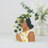 Botany Portrait - Frau mit Grün Postkarte (Stehend Vorderseite)