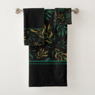 Botany Wiederholung Muster Golden und Green Twigs Badhandtuch Set