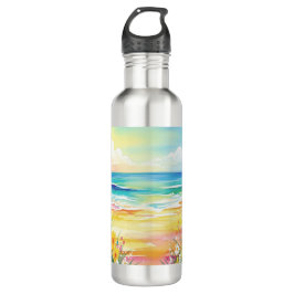 Botella de agua mar y flores edelstahlflasche