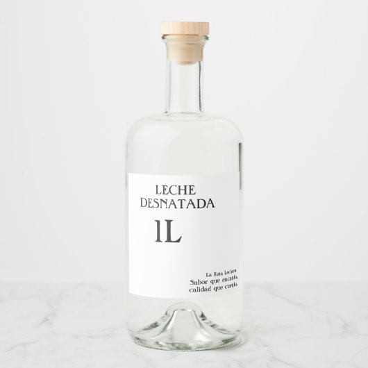 Botella de leche desnatada 1L. Alkoholflaschenetikett (Vorderseite)