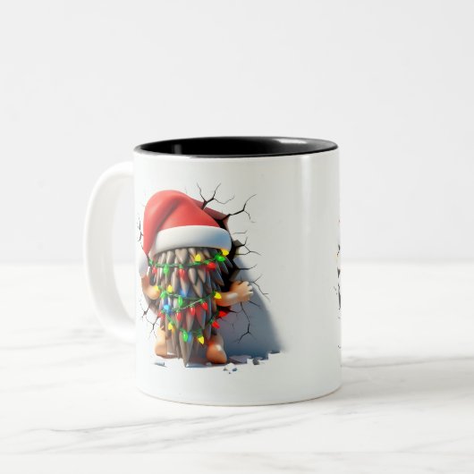 Both Side 3D Christmas Wird Merry Christmas Mug Zweifarbige Tasse (Vorderseite Links)