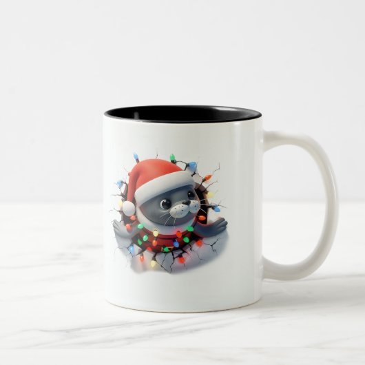 Both Side 3D Christmas Wird Merry Christmas Mug Zweifarbige Tasse (Rechts)