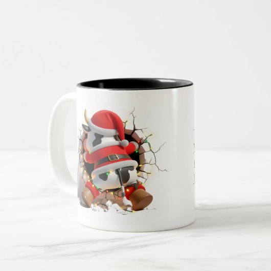 Both Side 3D Christmas Wird Merry Christmas Mug Zweifarbige Tasse (Vorderseite Links)