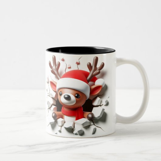 Both Side 3D Christmas Wird Merry Christmas Mug Zweifarbige Tasse (Rechts)