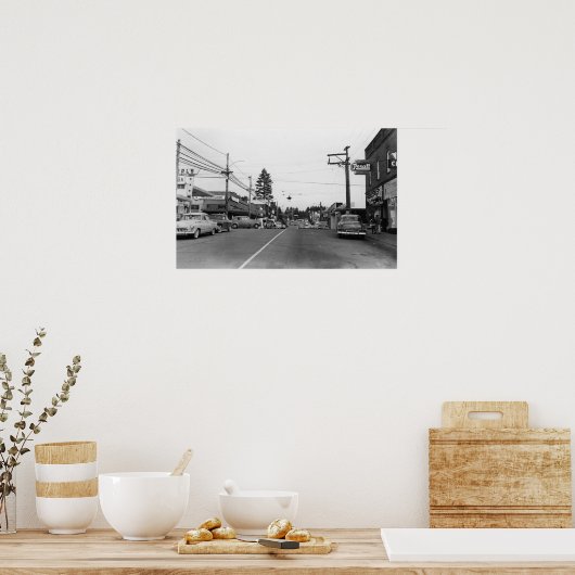 Bothell, WA - Downtown Street Scene Foto 2 Poster (Küche)